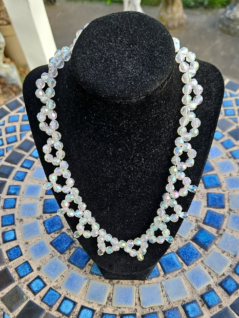 Vintage Lucite Aurora Borelis Type Beaded Necklace